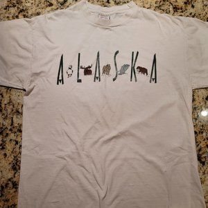 Vintage 90s 1996 ALASKA Graphic Tee on the Jerzee's Tag